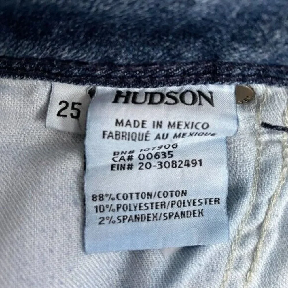 HUDSON Collin Flap Skinny Ankle Ripped Jeans Medium Wash Distressed Womens Sz 25 - Picture 7 of 8
